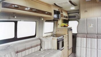 Looking towards the rear of a Symbol campervan