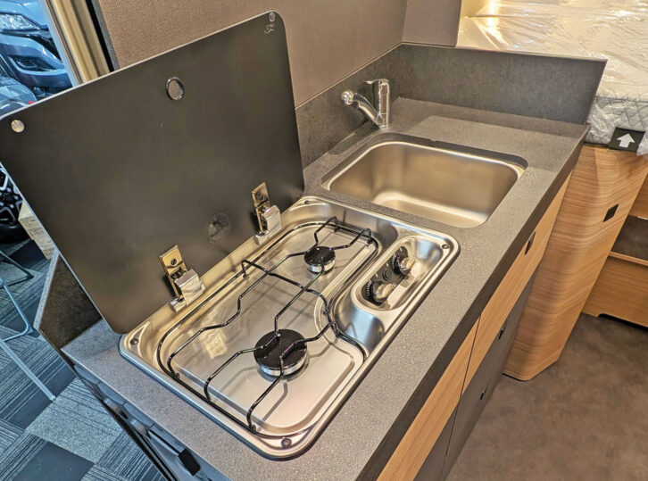 The kitchen in the Malibu