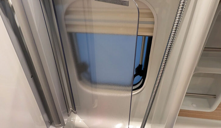 The washroom's plastic partition