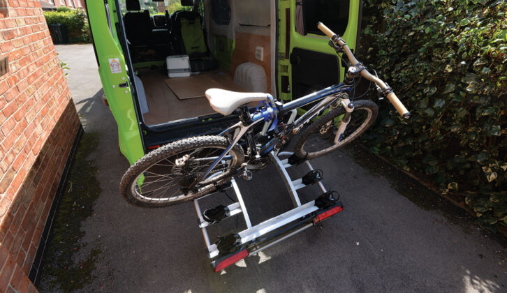 An Ateca rack on the back of a campervan