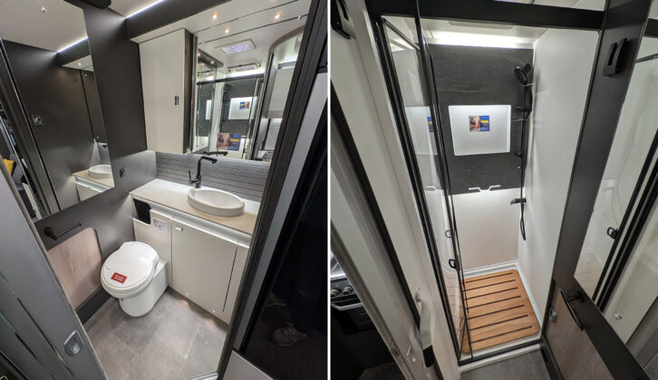 The washroom (left) and the shower cubicle (right)