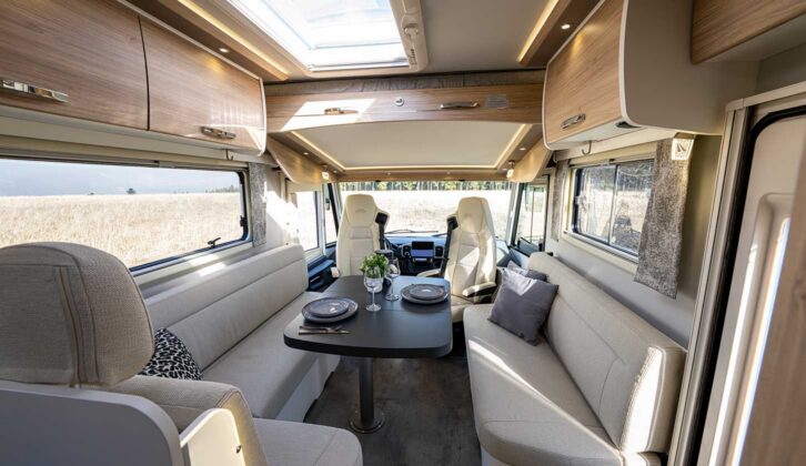 The cab seats swivelled round and facing the parallel seating in the Frankia F-Line 640 SD