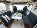 The front lounge with the cab seats swivelled round in the Frankia Titan 790 GDW