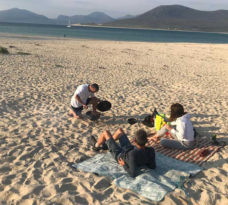 A family on a beach at Horgabost