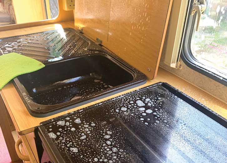 Cleaning the kitchen