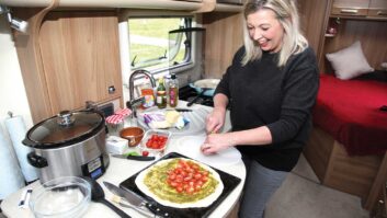 Preparing food in a 'van's kitchen