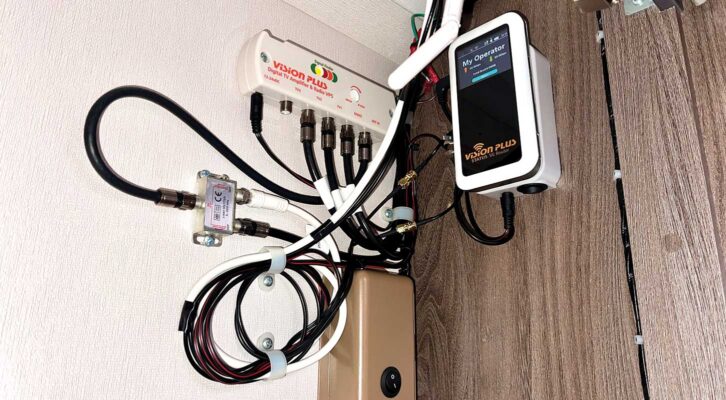 The TV antenna/amplifier/splitter and Wi-Fi set-up