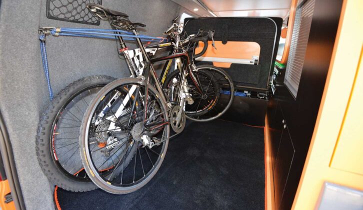 A bike in a Three Bridge Campers conversion,