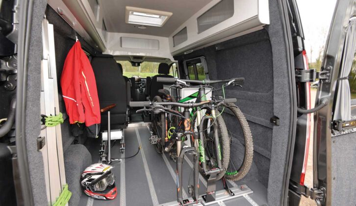Built-in floor rails in an Auto Campers Ford Transit Custom Day Van