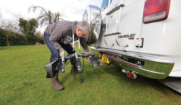 Fitting a carrier to the back of a campervan