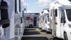 Motorhomes at a dealership