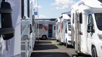 Motorhomes at a dealership