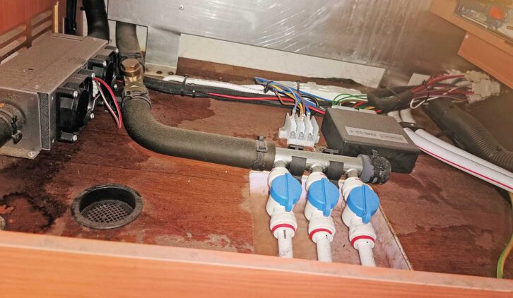 Behind the drawer