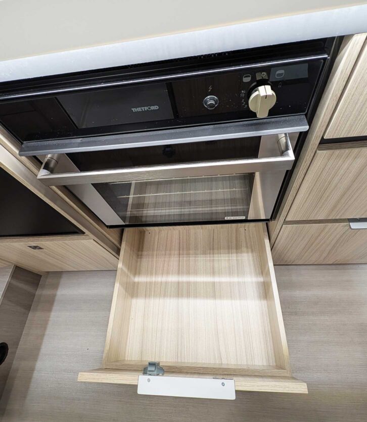 The drawer beneath the oven