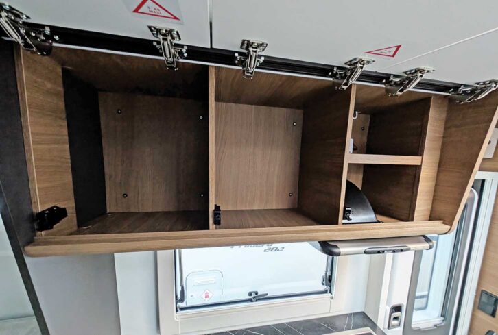 The kitchen's overhead lockers