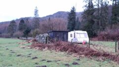 A caravan at the illegal campsite