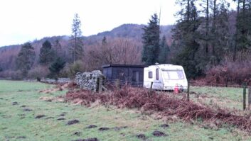 A caravan at the illegal campsite