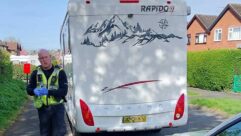 A police officer by the stolen motorhome
