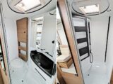 The washroom (left) and shower cubicle (right)