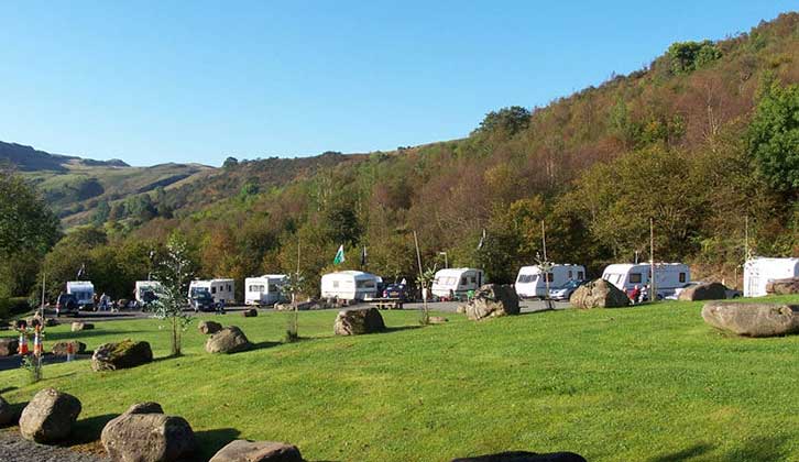 The caravan park at the Dan-yr-Ogof at the National Showcaves Centre for Wales