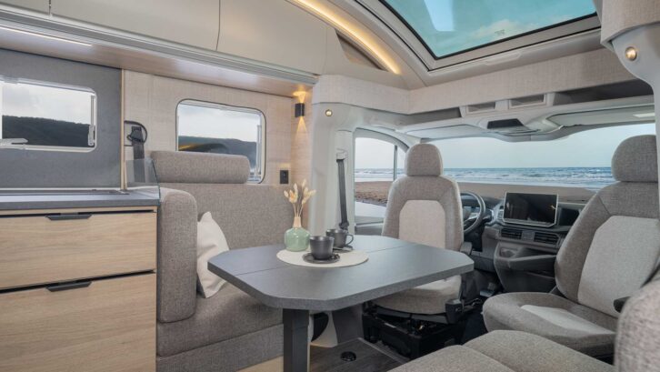 The front lounge in the Knaus Sky TI 700 DEG