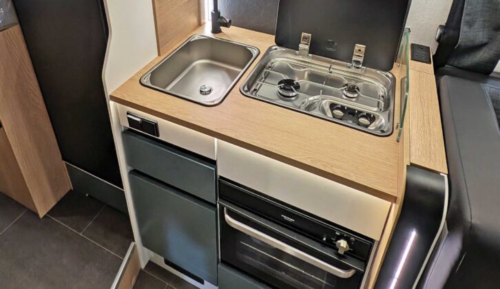 The motorhome's kitchen