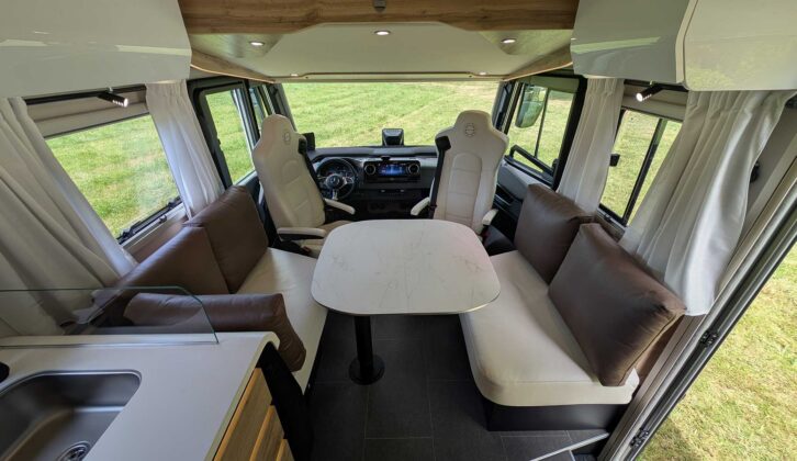 The lounge in a Le Voyageur motorhome