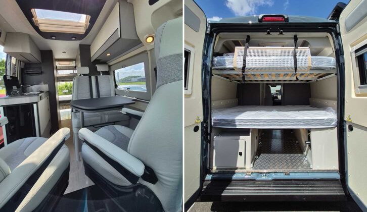 Looking inside the Nansen 600L (left) and looking through the rear barn doors (right)