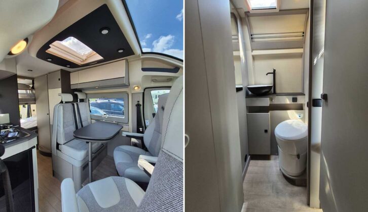 The cab seats swivelled in to face the interior (left) and the washroom (right) in the Nansen 600L