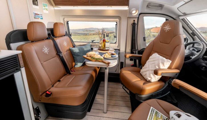 The cab seats swivelled to face the lounge in the Columbus Liner