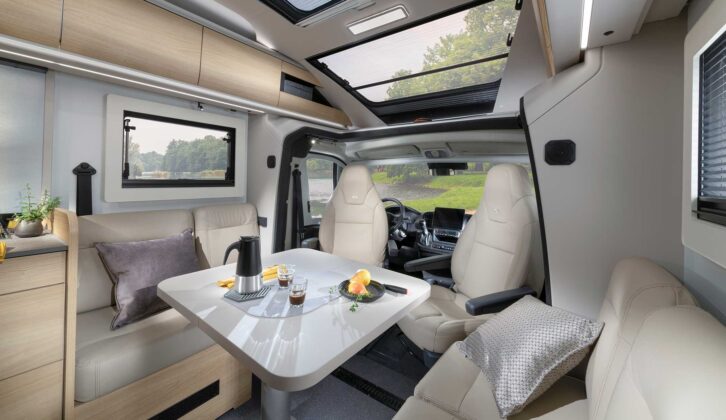 The dinette in a Coral Select motorhome