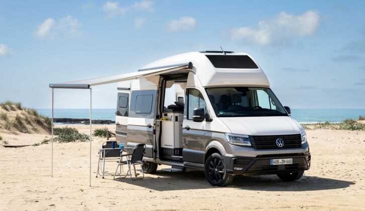 The VW Grand California 600 with a solar panel
