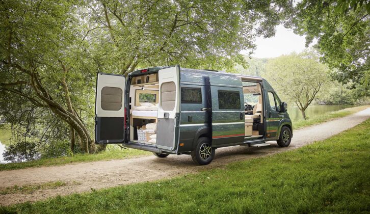 The D64 Select parked up with the barn doors open