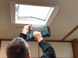 Removing the rooflight from inside the caravan