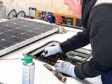 Cleaning the old sealant from the rooflight