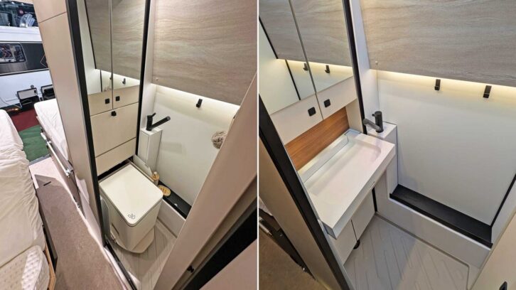The washroom in the Burstner Habiton 6