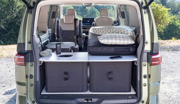 The modular units seen from the rear of the campervan