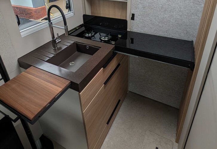 The kitchen in the 'van
