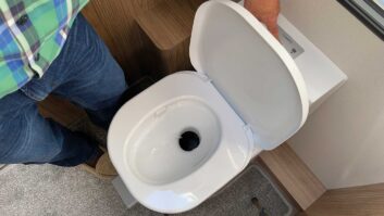 A toilet in a motorhome