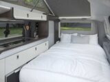 The rear seat made into a double bed