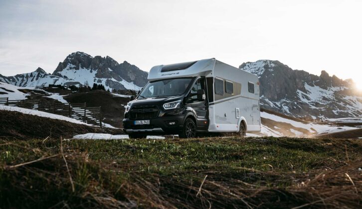 A motorhome from the Sunlight UNLTD range being driven along a road