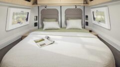 The island bed in the Rapido V64