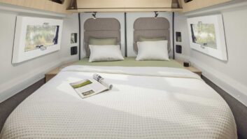 The island bed in the Rapido V64