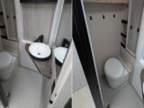 The washroom (left) and the toilet (right)