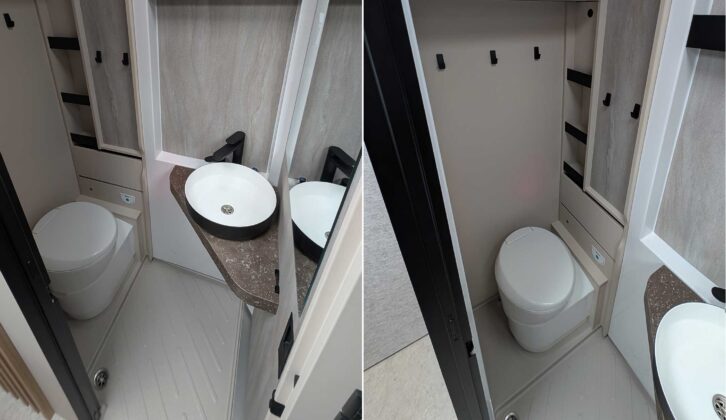 The washroom (left) and the toilet (right)