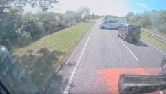 The motorhome performing the U-turn
