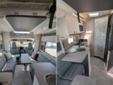 The front lounge and overhead dropdown bed (left) and looking towards the rear of the 'van (right) in the Swift Voyager 540