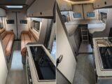 The parallel lounge at the rear of the 600B (left) and the rear beds in the 600G