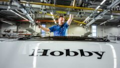 A worker at the Hobby factory
