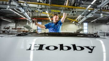 A worker at the Hobby factory